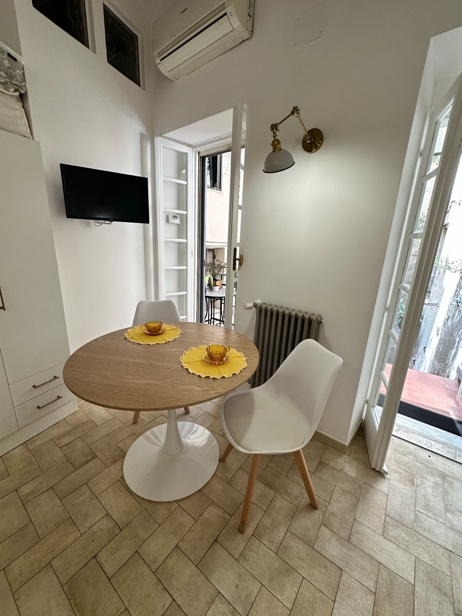 Dining table beside the private balcony
