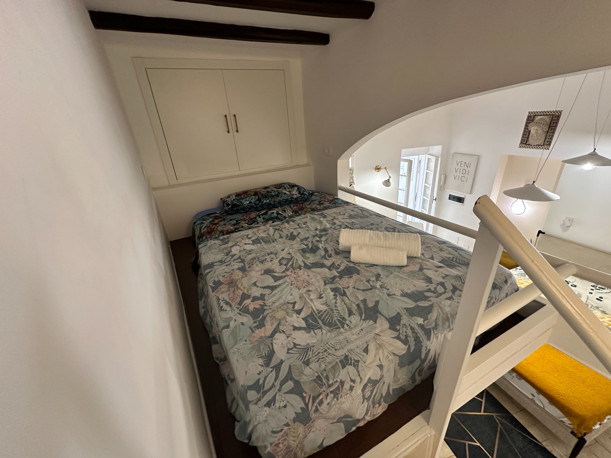 Mezzanine sleeping space above the main room